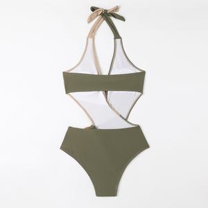Maillot de bain personnalisé pour femme, une pièce brillant, coupe triangle, dos découpé, style body, extensible, pour la plage - Product Image 2