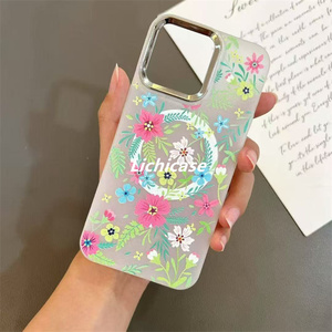 Funda de teléfono al por mayor de fábrica Lichicase para Samsung <span class=keywords><strong>M33</strong></span> M35 M53 M55 C55 funda trasera magnética con patrón de flores - Product Image 4