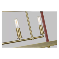 Suspension rétro américaine pour Villa Island Industrial Rectangular Steel Decorative Pendant Lights Brass Finish Chandelier