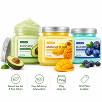 Gommage corporel au sel marin naturel 350g, exfoliant profond, hydratant, extrait de fruits avocat, mangue, myrtille, GMPC ISO