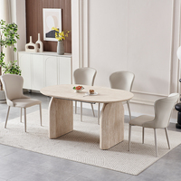 Table de salle à manger de luxe moderne en bois ovale extensible pour 6 à 8 personnes avec 4 chaises