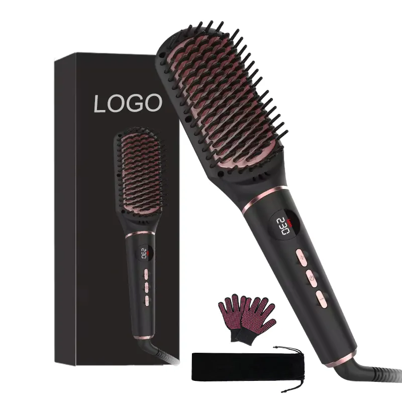 2024 Professional MCH Fast Heating Flat Iron Ceramic Electric Ionic Hair Straightener Brush With LCD Straight Brush