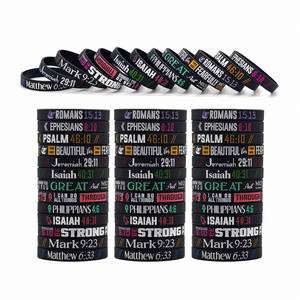 Bracelet en silicone élastique chrétien personnalisable pour hommes et femmes, bracelet promotionnel avec inscription biblique - Product Image 6