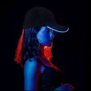 Custom Adjustable Neon Cotton Light up Baseball Cap for Halloween Christmas Wedding Concerts Night Running Sport Events Led <b>Hat</b> - Product Image 5