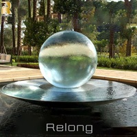 Fontaine d'eau extérieure de sphère d'acier inoxydable de jardin en métal à la mode de mode