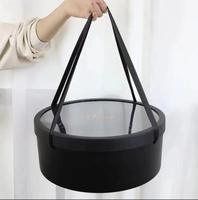 Boîte Cadeau Ronde en Plastique en Gros avec Fenêtre et Corde, Fournitures d'Emballage pour Bouquets de Fleurs, Décoration de Mariage et Fêtes