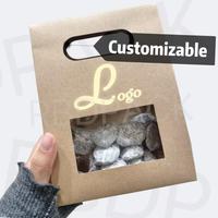 Boîtes de sacs en papier kraft debout personnalisés avec vitrine Boîte pliable recyclable Party Favor Food Candy Tea Cookies Noix Coffee Bags