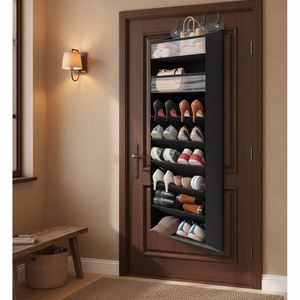 Heavy-Duty Large Capacity 10-Tier Over Door <b>Shoe</b> Rack with Bamboo Baffles Anti-Scratch <b>Hooks</b>, for Closet Dorm Home Organization - Product Image 1