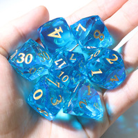 Jeu de dés polyédriques en résine bleu clair pour jeux de société, dés pour Dungeons & Dragons - RD Bleu clair
