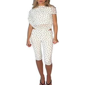 ชุดเซ็ตเสื้อครอปคอสูงลายจุดพร้อมกางเกงขายาวผ้าตาข่ายซีทรูสำหรับผู้หญิงจาก Voikerdr เหมาะสำหรับใส่ไปเที่ยวคลับ - Product Image 4