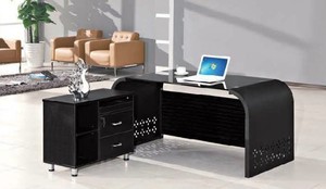 Bàn văn phòng thường xuyên Kích thước văn phòng hiện đại Đồ nội thất kim loại + kính văn phòng bảng Ông Chủ điều hành L hình bàn - Product Image 5