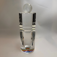 Trophée en cristal K9 de qualité supérieure, gravé au laser, à facettes verticales polies, base irisée, pour présentation au bureau