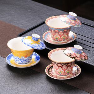 <span class=keywords><strong>Bol</strong></span> à thé en émail de porcelaine bleu et blanc, <span class=keywords><strong>bol</strong></span> à thé Kung Fu Sancai avec couvercle, <span class=keywords><strong>bol</strong></span> à thé en céramique avec couvercle - Product Image 1