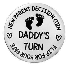 Pièce de monnaie en acier inoxydable pour bébé et <span class=keywords><strong>parents</strong></span>, jeu amusant pour les enfants, défi pour les enfants, nouveaux cadeaux de naissance avec gravure - Product Image 3