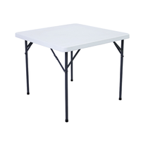 Table de repas carrée pliante moderne en plastique pour extérieur, 86 cm, résistante aux UV, empilable, pour villa, chambre et sous-sol