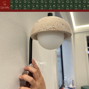 Applique murale réglable GOLDKING en travertin crème naturel et bois de noyer, pour hôtels et résidences modernes, personnalisable OEM ODM, vente directe - Product Image 4