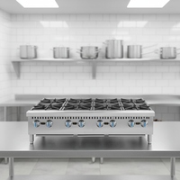 Cuisinière à gaz commerciale de table en acier inoxydable à 8 brûleurs, robuste, 20000 BTU, pour restaurant, restauration, camion de nourriture