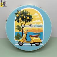 Tambourin miniature de 15 cm de diamètre, instrument de musique en bois, tambourin à main pour mariage, avec impression de citrons, jouet de tambour