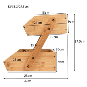 Estante de Bambú de 2 Niveles para Aperitivos, Certificado por BSCI, para Organizar Pan, Verduras y Frutas en Armarios de Cocina para Uso Doméstico - Product Image 2