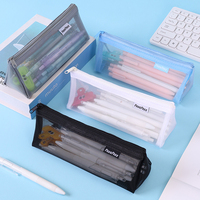 Haute apparence Transparent grande capacité Net stylo sac sans Logo filles primaire papeterie examen étui à crayons