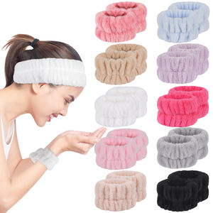 Custom Logo Microfiber Coral Fleece Spa Wristband Microfiber Headbands for <strong>Bath</strong> - Product Image 4