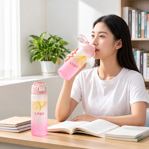 Bouteille d'eau portable 700 ml en PC, élégante, avec paille, grande capacité, mignonne, pour l'été, pour enfants et étudiants - Product Image 4