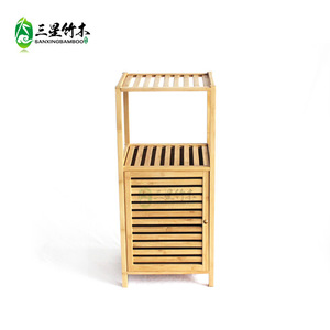 Bamboo multi-layer floor <b>shelf</b>, multi-functional <b>storage</b> rack for home living room, bamboo laundry <b>basket</b>, wholesale available. - Product Image 1