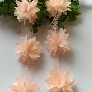 Pita Dekorasi Pangkas Pernikahan, Aksesori Pakaian Bunga Rangkaian Sifon 3D 4CM, Pita Hiasan Renda - Product Image 2