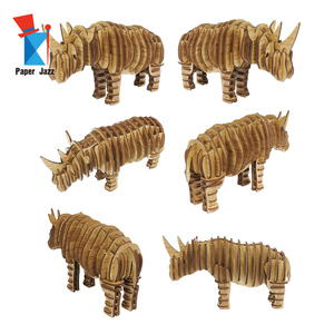 Chất lượng cao bằng gỗ <span class=keywords><strong>3D</strong></span> loạt động vật tê giác ghép hình câu đố cho người lớn trẻ em giáo dục tự làm đồ chơi với đóng gói tốt - Product Image 6