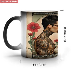 Frosted Black <b>Ceramic</b> <b>Mug</b> 11oz Heat Color Changing Magic Sublimation Cup For Drinking - Product Image 1
