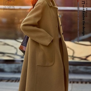 Bộ sưu tập mùa thu đông 2024 nữ mới giản dị áo len dài trung bình cộng với kích thước lông cừu hai mặt trang trí nút lỏng lẻo - Product Image 3