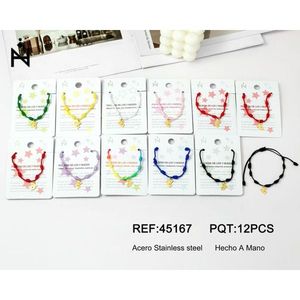 Braccialetto con nodo a sette stelle in acciaio inossidabile, fatto a mano, braccialetti con cordoncino alla moda, set da 12 pezzi, gioielli colorati con ciondoli per donne e ragazze - Product Image 1