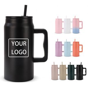 Bouteille d'eau isotherme en acier inoxydable à double paroi de 50 oz avec logo personnalisé, thermos, tasse de voyage, gobelet avec poignée - Product Image 1