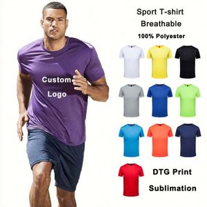 Casual Jersey Fabric Blank Design T-Shirt Soft Polyester Heat-Transfer Printed Custom Logo Quick Dry Fit Men - Product Image 1