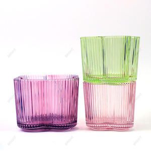 Nouveaux bocaux à bougies en verre et conteneur en vrac <span class=keywords><strong>acheter</strong></span> en forme de fleur colorée chauffe-plat bougeoir en verre votif - Product Image 5