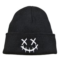 Chapeau d'hiver uni avec logo personnalisé, hommes femmes, logo personnalisé, bonnet chaud en tricot, bonnet drôle avec expression, bonnet avec logo brodé