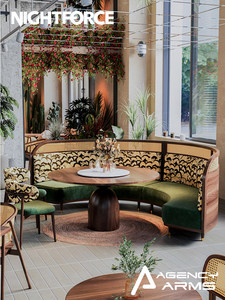 Sofá Curvo de Estilo Vintage en Cuero PU para <span class=keywords><strong>Restaurante</strong></span> Occidental con Temática del Sudeste Asiático, Combinación de Mesa y Sillas para 6 Personas - Product Image 4