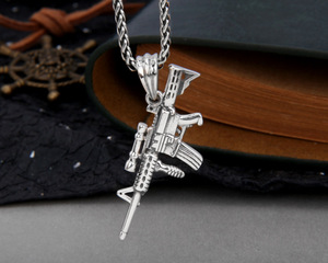 Collar con Colgante de Pistola de Rifle Automática, Joyería de Moda Hip Hop de Plata de Ley 925 Personalizada - Product Image 3