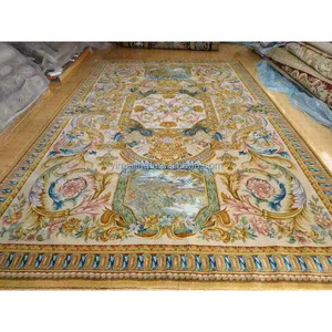 Alfombra de lana anudada a mano de 9x12 DE LUJO personalizada, alfombra Savonnerie a Rusia con diseño de <span class=keywords><strong>palacio</strong></span> real dorado de fábrica china - Product Image 2