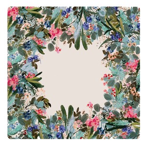 Aquarel Wild Berry Bloemenkrans Mahjong Tafelmat Antislip Waterdichte Speltafelhoes met Minimalistisch Crème voor Vrouwen Cadeau - Product Image 1