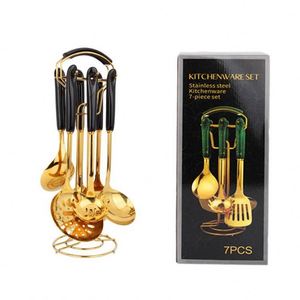 Factory Price 7 Pcs Luxury Kitchen Cooking Set Kitchen Accessories Utensils Cooking <b>Tools</b> With Ceramic Handle - Product Image 1
