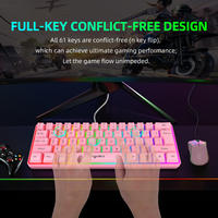 Teclado Mecánico Gamer de 61 Teclas con Retroiluminación LED RGB al 60%, Teclado Gaming Ergonómico Mini con Cable