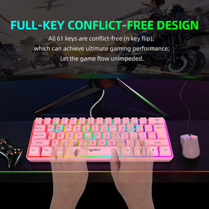 61keys Usb Mechanical White V700 <b>Mini</b> Wired Backlit 60% Membrane Gaming <b>Keyboard</b> Compact RGB for PC Laptop Gamers - Product Image 3
