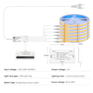 Kit d'éclairage <span class=keywords><strong>LED</strong></span> <span class=keywords><strong>sous</strong></span>-<span class=keywords><strong>meuble</strong></span> à activation par porte Steven, 12V DC, interrupteur à capteur, résistant à l'eau, intensité variable, haute luminosité, CRI 95 élevé - Product Image 2