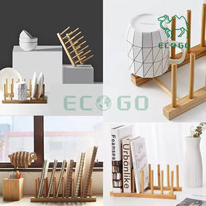 Plato de bambú, plato, taza, libro, tapa de olla, estante de secado, soporte, escurridor, soporte de almacenamiento, Organizador - Product Image 5