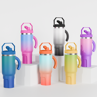 Gobelet écologique Logo personnalisé Gobelet isolé 30oz 40oz en acier inoxydable avec poignée et couvercle en paille
