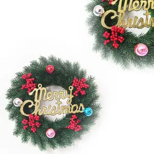 새로운 화환 메리 크리스마스 정문 장식 벽 인공 소나무 크리스마스 장식 용품 화환 파티 장식