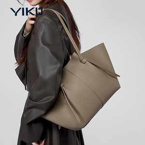 Sac fourre-tout YIKU LOGO personnalisé pour femme en cuir <span class=keywords><strong>de</strong></span> vachette véritable grande capacité avec fermeture ouverte - Product Image 5