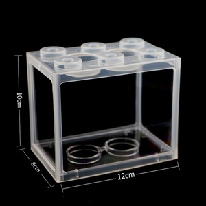 Magnifique petit aquarium pour poissons rouges, petit aquarium de bureau, arrangement en blocs, aquarium transparent à 6 trous, accessoires pour aquarium - Product Image 3