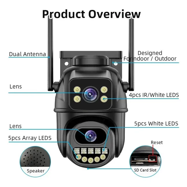 4K 8MP WiFi Security Camera AI Human Detection Real-Time Alert Night Vision CMOS Sensor Wide Angle Full Color Cloud Pan-Tilt